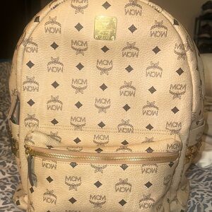 MCM Beige and Gold Backpack